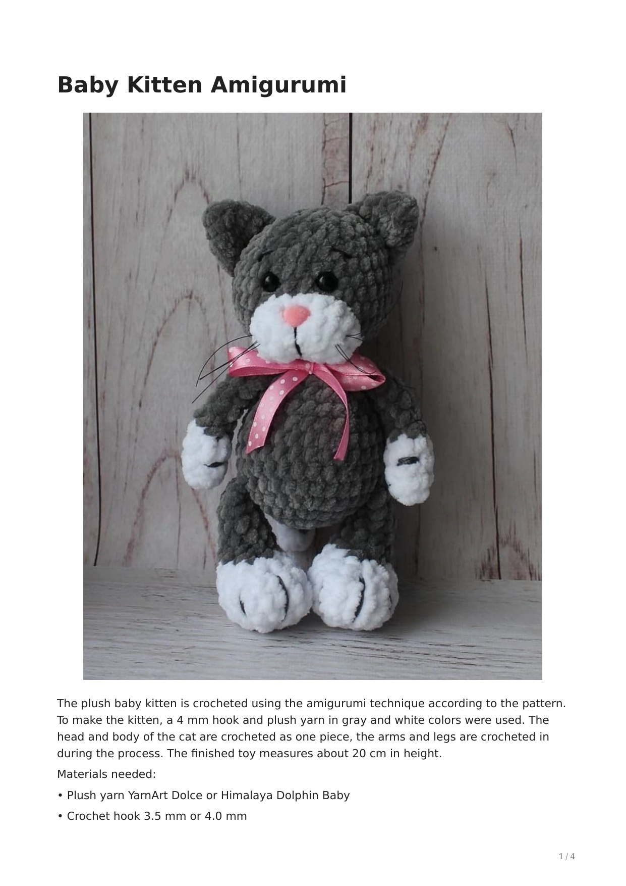 Baby Kitten Amigurumi Step-by-Step Details