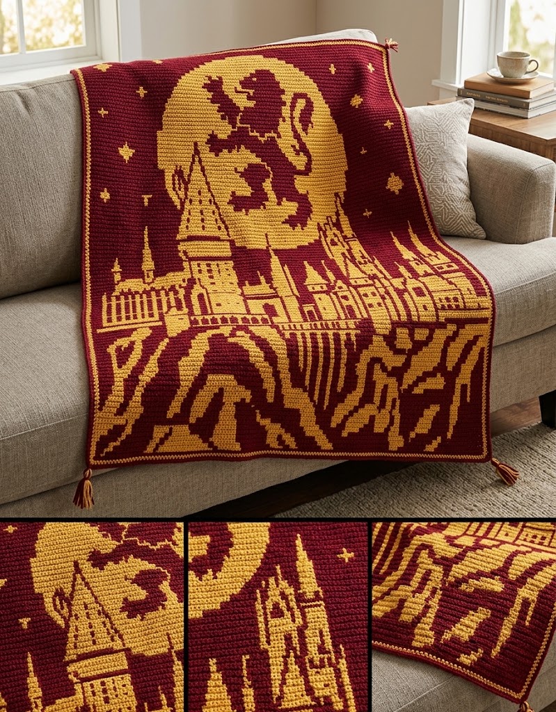 Living Room Interior Styling with Brave Lion Crest Mosaic Throw