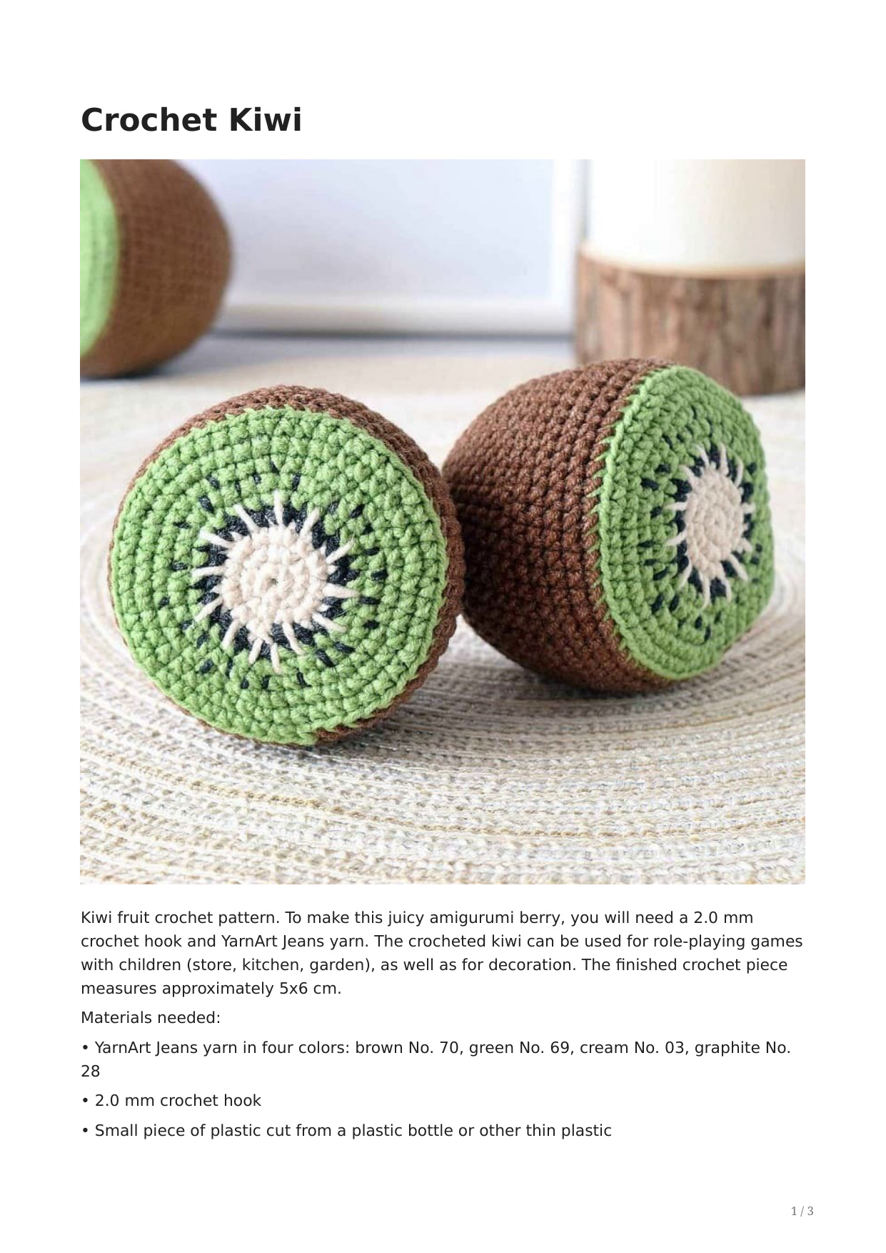Crochet Kiwi Step-by-Step Details