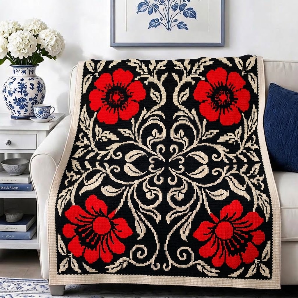Cottagecore Blooms: The English Country Garden Mosaic Blanket