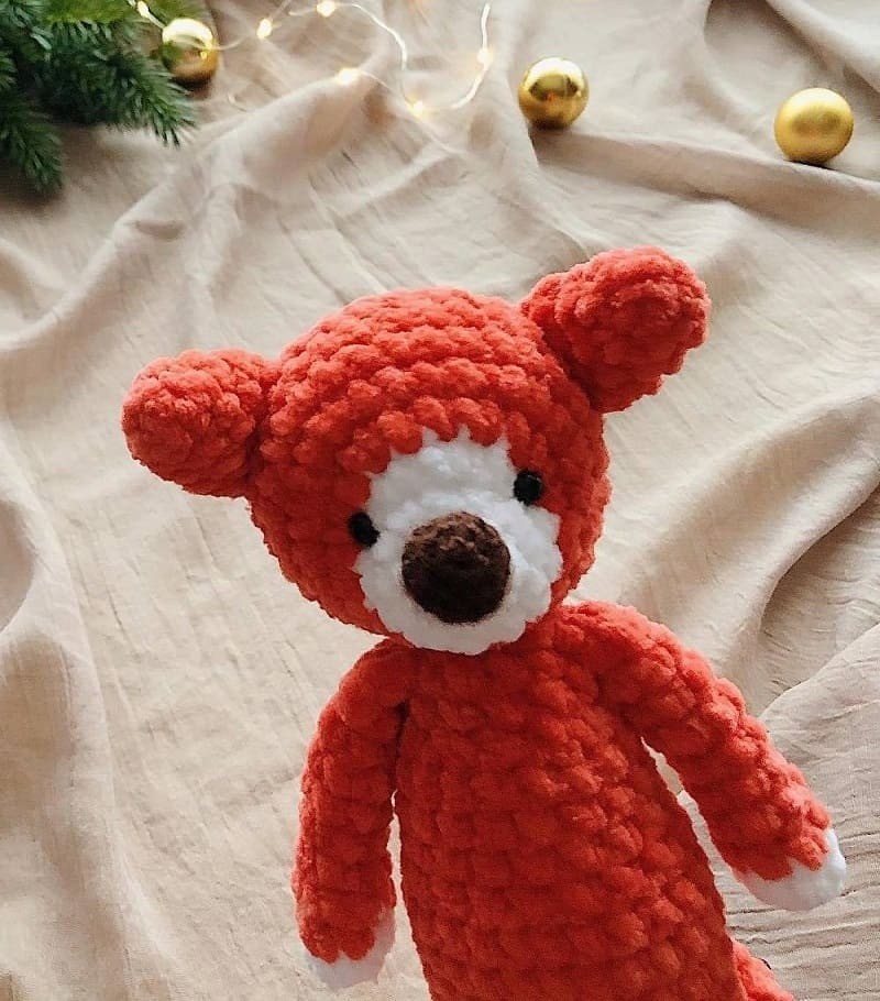 Fox made of plush yarn Step-by-Step Details