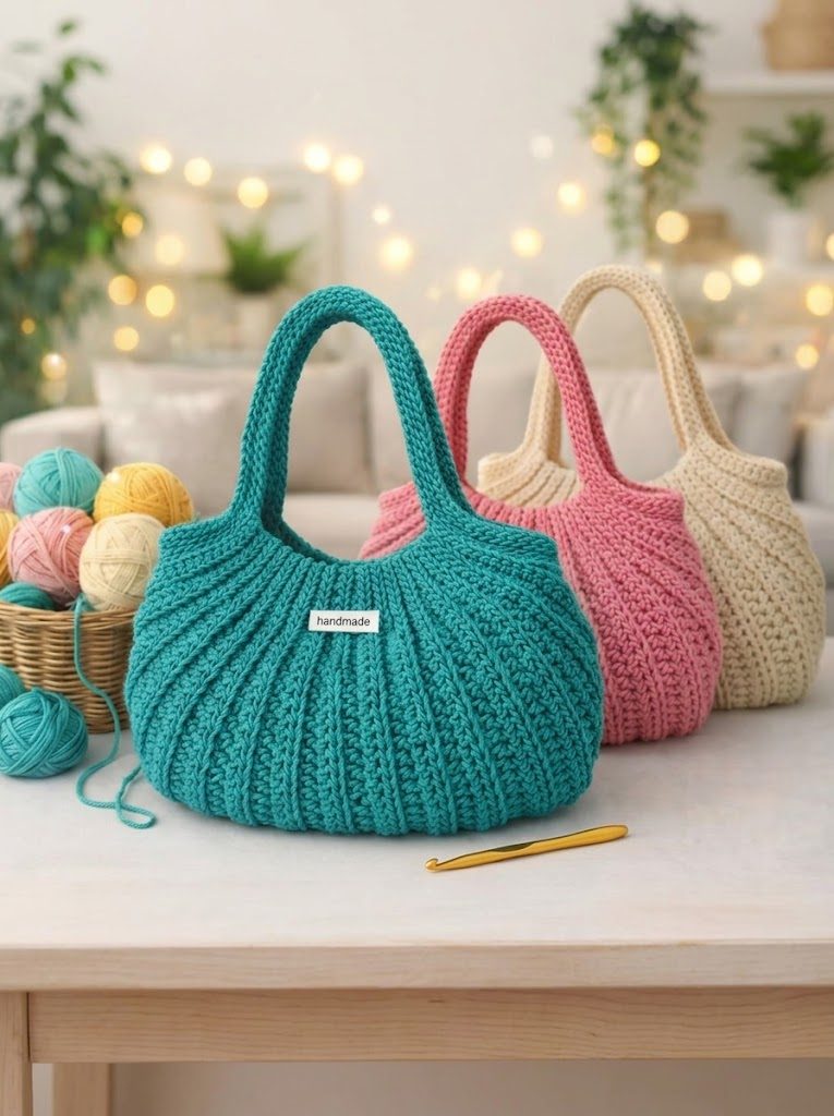 How to Crochet the Sculpted Green Pumpkin Bag: 30-Step Photo Masterclass