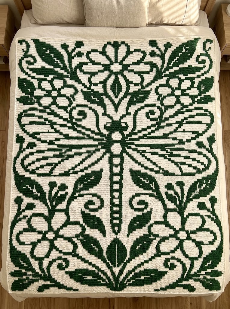 Monarch Butterfly Mosaic Crochet Blanket Pattern [Instant Printable PDF]
